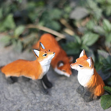 Handmade Carved Red Fox Figurine